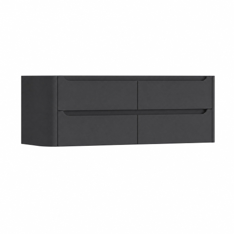 H&R Badmeubelen Juice Wastafelonderkast - 140x45x50cm - linkerhoek afgerond - 4 lades - geïntegreerde greep - antraciet mat SW1490358