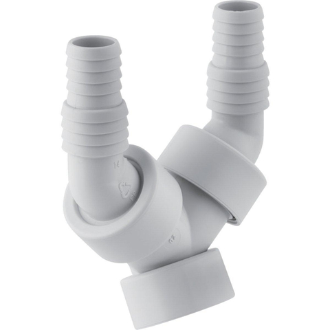 Geberit dubbel aansluitstuk - voor vaat- en wasmachines - 4/4" - 83mm - kunststof - alpien wit SW30032