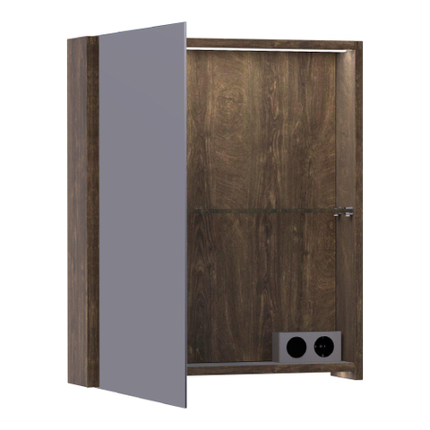 BRAUER Impress Deluxe Armoire de toilette 59x70x15cm éclairage intégré rectangulaire 1 portes pivotantes MFC Grove SW371733