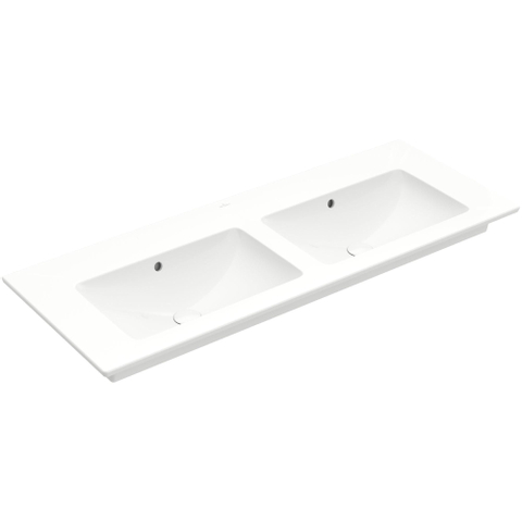 Villeroy & Boch venticello dubbele wastafel - 130x50cm - zonder kraangat - zonder overloop CeramicPlus - White Alpine (glans wit) 1025105
