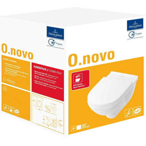 Villeroy & Boch O.novo pack wandcloset - 56cm - met spoelrand CeramicPlus - softclose - White Alpine (glans wit) 0124209