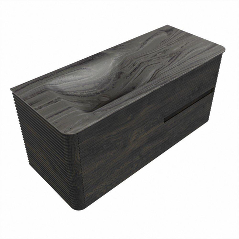 Mondiaz CIRO-DLUX Badkamermeubelset - 110x45x50cm - Solid surface wastafel Sombra - 1 wasbak Links - zonder kraangaten - 2 lades - Shadow SW1532749