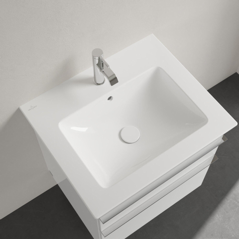 Villeroy & Boch venticello wastafel - met 1 kraangat - 60x50cm (geschikt - voor 3 kraangaten) - met overloop CeramicPlus - White Alpine (glans wit) 1025151