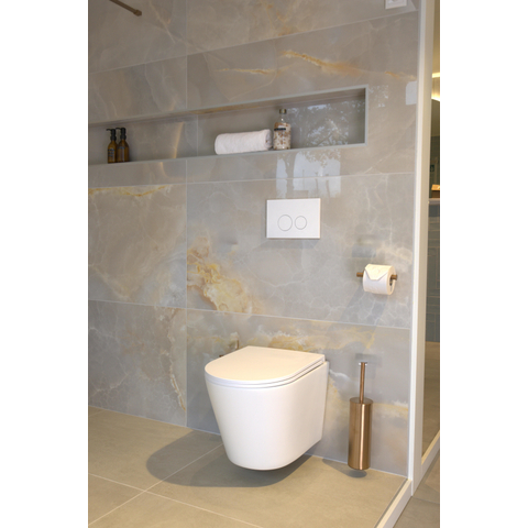QeramiQ Push Metal Bedieningsplaat - voor Geberit UP320 inbouwreservoir - dualflush - ronde knoppen - metaal wit mat - licht beschadigd - OUTLET UDEN STORE39192