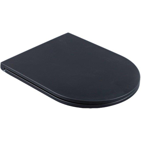 QeramiQ Dely Swirl Pack WC - 36.3x51.7cm - réservoir encastré Geberit UP720 Duofix Sigma - abattant mince - plaque de déclenchement beige - boutons ronds - noir mat SW1412316