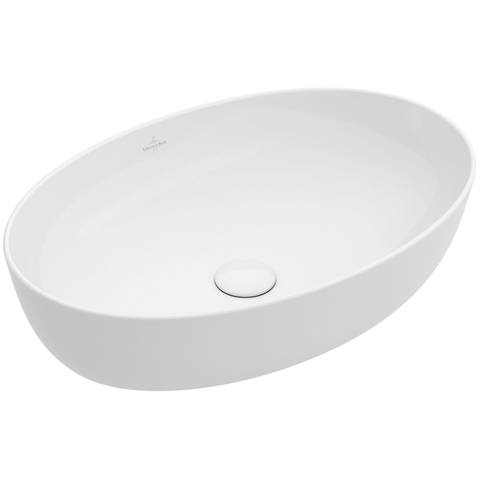 Villeroy & Boch Artis opzetwastafel ovaal - 61x41x12.5cm - zonder kraangat - zonder overloop - zonder plug - White Alpine (glans wit) 1025294