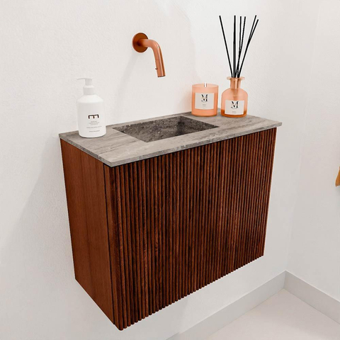 Mondiaz JOYA-DLUX Meuble de toilette 50cm - couleur Ruby - Lavabo FAYE position Gauche Sans trou de robinet couleur Oza SW1425496