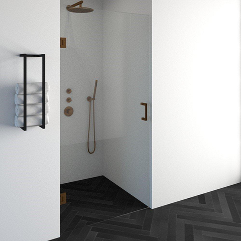 BRAUER Crée Porte de douche - 100x200cm - sans profil - anti-calcaire - verre de sécurité 8mm - cuivre SW486584