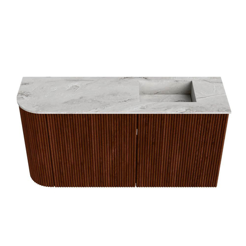 Mondiaz JOYA-DLUX 81.6cm toiletmeubel - ronding links kleur Ruby - Wastafel FAYE positie Rechts Zonder kraangat kleur Glace. SW1423563