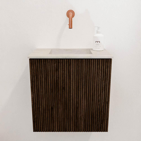 Mondiaz JOYA-DLUX Meuble de toilette 40cm - couleur Walnut - Vasque FAYE position Milieu Sans trou de robinet couleur Ostra. SW1422558