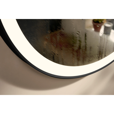Hansgrohe Xarita Lite S Miroir - 90cm - rond - éclairage LED - interrupteur mural - noir mat SW1165041