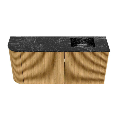Mondiaz JOYA-DLUX Meuble de salle de bains 91,6cm - arrondi gauche couleur Chêne - Vasque FAYE position Droite Sans trou de robinet couleur Lava SW1422088