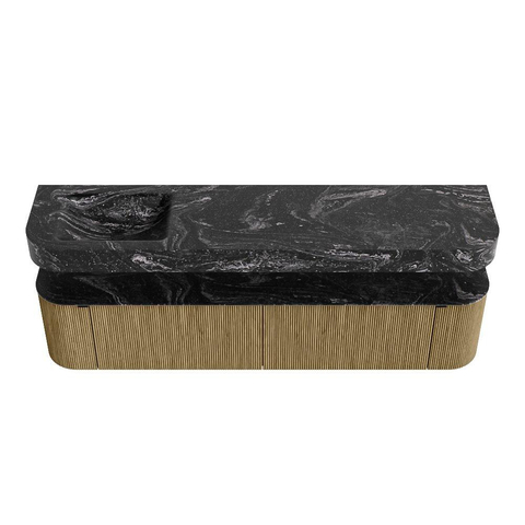 MONDIAZ THOR-DLUX 200cm meuble de salle de bains arrondi gauche + droite couleur Dusk avec 2 tiroirs et 2 portes. Vasque suspendue CLOUD Gauche 1 trou de robinet couleur Lava. SW1466845