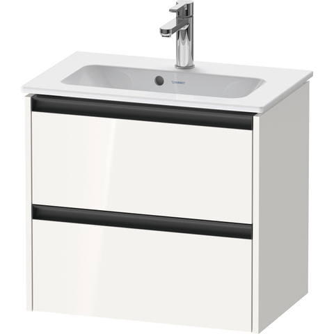 Duravit Ketho.2 Wastafelonderbouwkast - met 2 laden - 61x39x54.9cm - met grepen antraciet - hoogglans wit SW772930