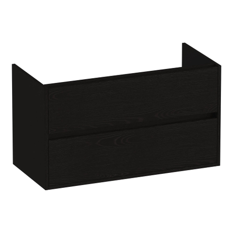 BRAUER Adore Meuble sous-lavabo - 100x46x55cm - 2 tiroirs softclose - sans poignées - 1 découpe pour siphon - Timber Black SW1198235