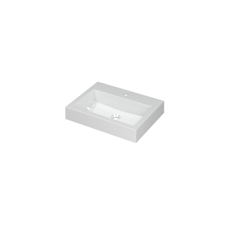Ink Momento lavabo - 60x45x9cm - simple vasque - 1 trou de robinet - polystone - blanc brillant SW66362
