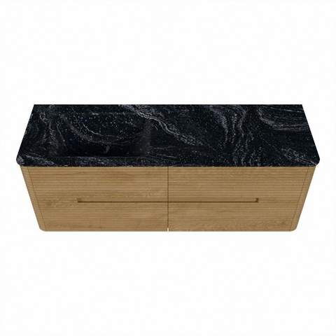 Mondiaz CIRO-DLUX Badkamermeubelset - 140x45x50cm - Solid surface wastafel Lava - 1 wasbak Links - zonder kraangaten - 4 lades - Oak SW1530962