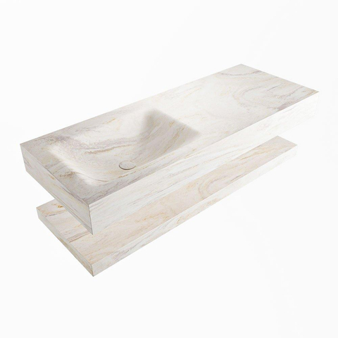 Mondiaz ALAN-DLUX Ensemble de meuble - 120cm - meuble Ostra mat - 0 tiroirs - Lavabo Cloud Ostra suspendu - vasque Gauche - 1 trou de robinet SW809145