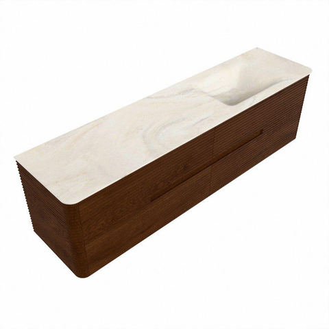 Mondiaz CIRO-DLUX Ensemble de meubles de salle de bains - 180x45x50cm - Plan vasque Solid surface Ostra - 1 lavabo à droite - 1 trou de robinet - 4 tiroirs - Ruby SW1531876