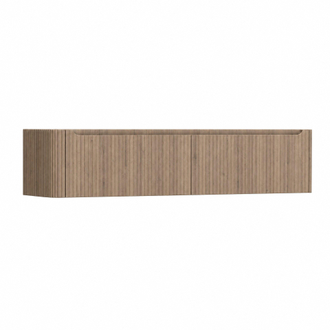 H&R Badmeubelen Juice Wastafelonderkast - 180x45x40cm - linkerhoek afgerond - 3D-front - 2 lades - geïntegreerde greep - charleston SW1260423