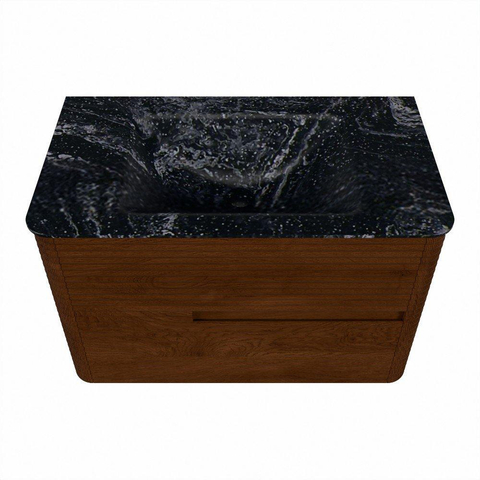 Mondiaz CIRO-DLUX Ensemble de meubles de salle de bains - 80x45x50cm - lavabo solid surface Lava - 1 vasque au milieu - sans trous de robinet - 2 tiroirs - Ruby SW1531555