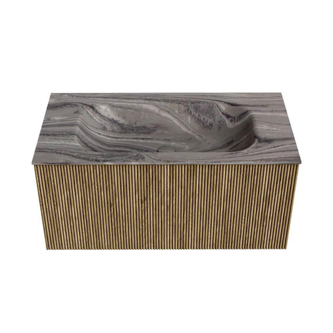MONDIAZ KURVE-DLUX Meuble de salle de bains 90cm couleur Dusk avec 1 tiroir et 0 porte. Lavabo BIG SMALL Centré 1 trou de robinet Sombra. SW1433854