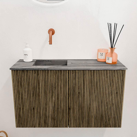 Mondiaz JOYA-DLUX 70cm meuble de toilette - couleur Dusk - Vasque FAYE position Gauche Sans trou de robinet couleur Sombra. SW1426130