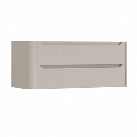 H&R Badmeubelen Juice Meuble sous vasque - 120x45x50cm - angle gauche arrondi - 2 tiroirs - poignée intégrée - beige mat SW1489906