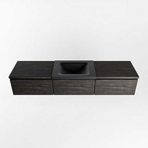 MONDIAZ BUKLA meuble de salle de bain 180 cm avec module 60 couleur Marron Foncé avec 3 tiroirs. Lavabo CLOUD centre 1 trou de robinet couleur Urban. SW1382179