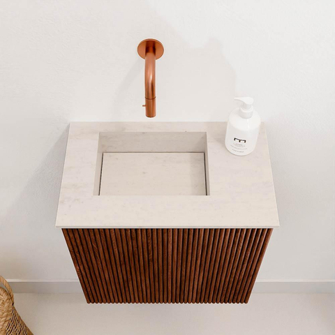 Mondiaz JOYA-DLUX 40cm toiletmeubel - kleur Ruby - Wastafel FAYE positie Links Zonder kraangat kleur Meli. SW1425327