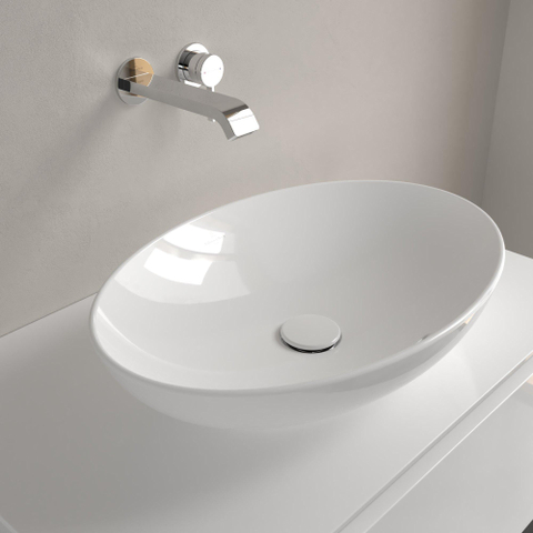 Villeroy & Boch Loop & Friends opzetwastafel - 56x38cm - zonder kraangat - met overloop - White Alpine (glans wit) SW644108