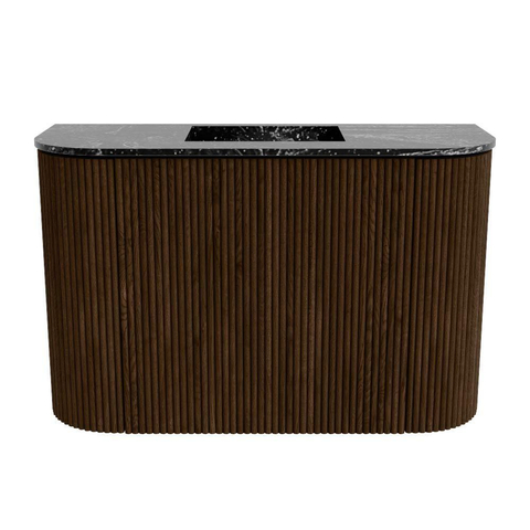 Mondiaz JOYA-DLUX Meuble de salle de bains - 63,2cm - arrondi gauche et droite couleur Walnut - Vasque FAYE position Milieu Sans trou de robinet couleur Lava SW1426206