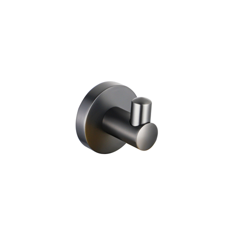 Fortifura Calvi Handdoekhaak - enkel - rond - met rozet - PVD - geborsteld gunmetal (antraciet) SW721175