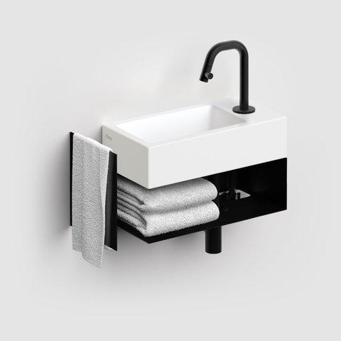 Clou Flush 3 lave-mains 36x18cm avec trou de robinetterie à droite blanc mat céramique SW795713