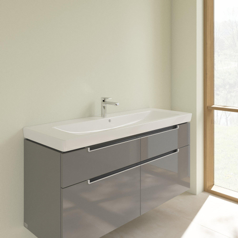 Villeroy & Boch Subway 2.0 meubelwastafel - 130x47cm - 1 kraangat - met overloop - White Alpine (glans wit) 1024046