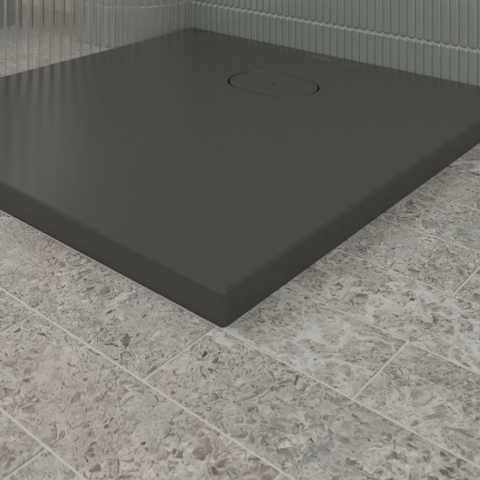 Villeroy & Boch Ecora douchebak - 80x80x3.5cm - afvoer korte zijde - anthracite (antraciet) SW1558926