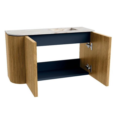 Mondiaz JOYA-DLUX 71.6cm meuble de salle de bains - arrondi gauche couleur Chêne - Vasque FAYE position Droite 1 trou de robinet couleur Frappe. SW1421938