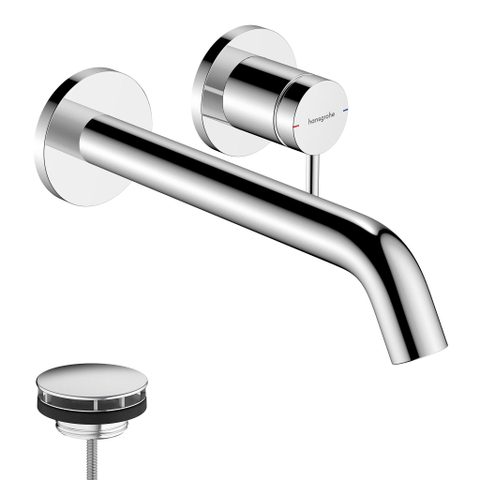 Hansgrohe Tecturis s Eengreeps wastafelkraan - inbouw - voor wandmontage - met uitloop 22 - 5 cm - hoogglans chroom SW918651