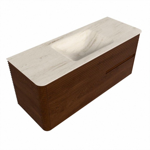 Mondiaz CIRO-DLUX Meuble de salle de bains - 120x45x50cm - Plan-vasque Solid surface Meli - 1 vasque centrale - 1 trou de robinet - 2 tiroirs - Ruby SW1531749