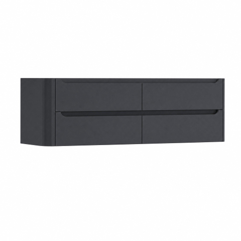 H&R Badmeubelen Juice Wastafelonderkast - 160x45x50cm - linkerhoek afgerond - 4 lades - geïntegreerde greep - Dark blue mat SW1491289