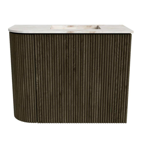 Mondiaz JOYA-DLUX Meuble de salle de bains - 51,6cm - arrondi gauche couleur Shadow - Vasque FAYE position Droite 1 trou de robinet couleur Frappe SW1422682