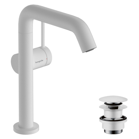 Hansgrohe Tecturis s 1 greeps wastafelkraan - 210 Fine - coolstart - draaibare uitloop en PushOpen - mat wit SW918662