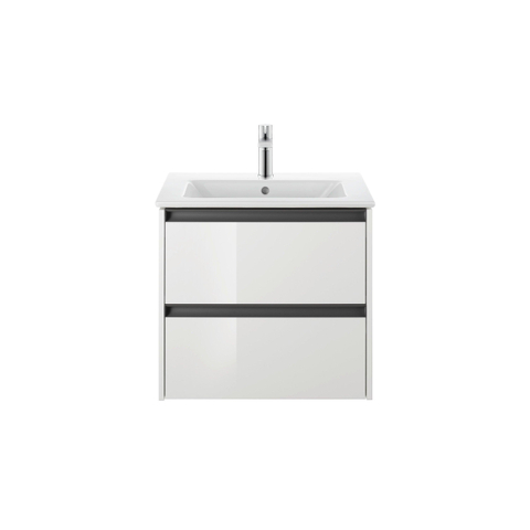 Duravit Ketho.2 Wastafelonderbouwkast - met 2 laden - 61x48x55cm - met grepen antraciet - hoogglans wit SW772083