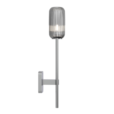 Astro Tacoma Single Grande Wandlamp/Plafondlamp - 230V - IP44 - cilinder - geribbeld - smoke glas - chroom SW1569640