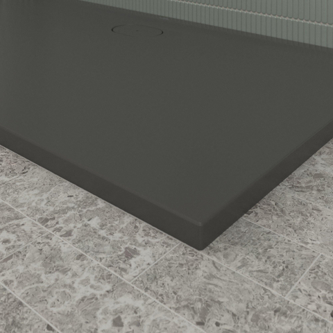 Villeroy & Boch Ecora douchebak - 160x90x3.5cm - afvoer lange zijde - anthracite (antraciet) SW1558993