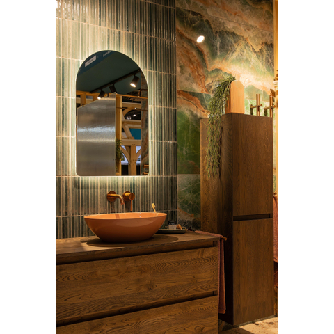 Saniclass Curve miroir – arrondi en haut – 50 x 80 cm – LED indirecte tout autour – chauffage de miroir, température de couleur réglable SW1152323