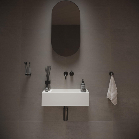 Ideavit SolidBliss Wastafel 55x22x15cm 0 kraangaten Solid surface mat wit SW420095