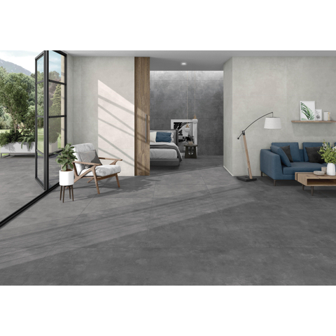 Terravito Belmiro wand- en vloertegel - 59.5x59.5cm - 9.5mm - Vierkant - gerectificeerd - Betonlook - mat zilver - Grey SW1595585