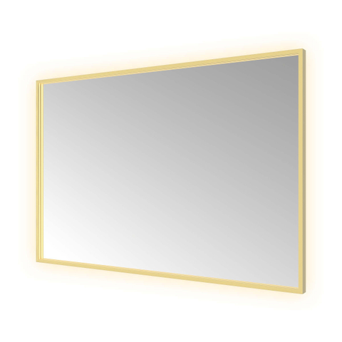 Hotbath &MORE Spiegel - 120x80cm - directe en indirecte LED - color changing - spiegelverwarming - dimbaar - met afstandsbediening - RVS 316 - PVD - geborsteld messing goud SW1246031