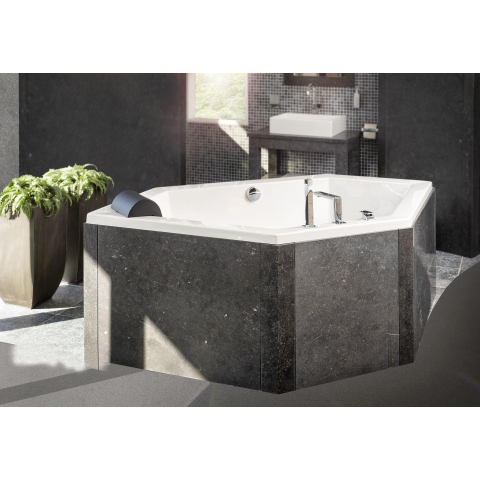 Xenz Society Baignoire d'angle - 160x90x53 - bonde au milieu - gauche - acrylique - blanc SW103340